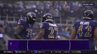J.K. Dobbins #27 And Ricard #42 On Ravens GIF