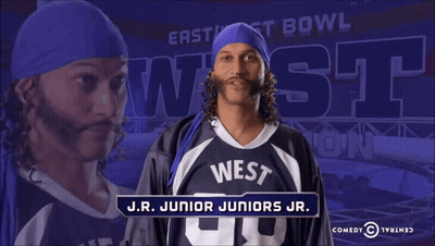J.R. Junior Juniors Jr. In Front Of East West Screen GIF