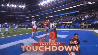 Ja Marr Chase Touchdown On Football Game Screen GIF
