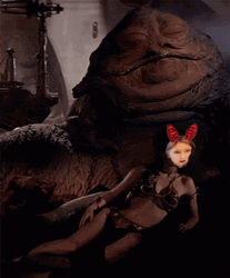 Jabba The Hut Sleeping With A Woman In A Bikini GIF