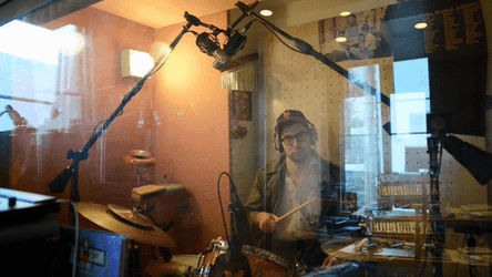 Jack Antonoff Playing Drum Inside A Room GIF