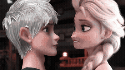 Jack Frost And Elsa From Frozen Look At Each Other GIF