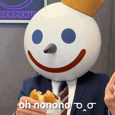Jack In The Box Eating Hamburger Saying Oh Nonono GIF