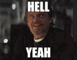 Jack Nicholson Nodding Hell Yeah Laser Eyes GIF