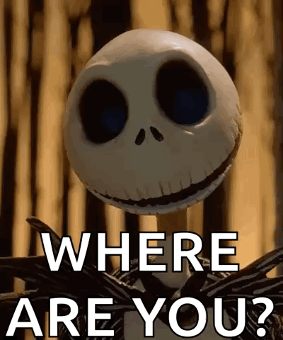 Jack Skellington From The Nightmare Before Christmas Is Smiling And Asking Where Are You . GIF