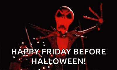 Jack Skellington Glowing Red Says Happy Friday Before Halloween GIF