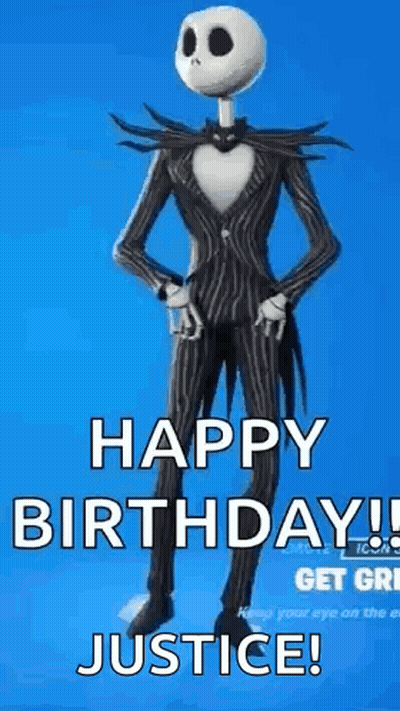 Jack Skellington Saying Happy Birthday Blue Background GIF