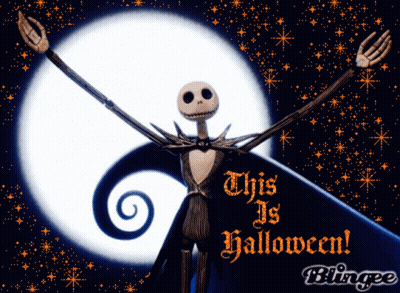 Jack Skellington Standing In Front Of Full Moon GIF