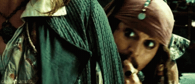 Jack Sparrow Holding Finger To Mouth GIF