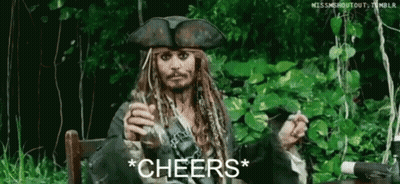 Jack Sparrow Sitting In Chair Holding Drink And Smoking Pipe GIF