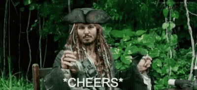 Jack Sparrow Sitting In Chair Holding Wine And Smoking GIF