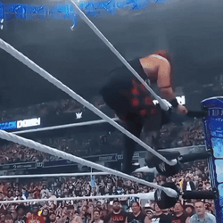 Jacob Fatu Attacking From On Top Of Ring GIF