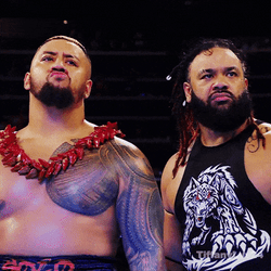 Jacob Fatu Fixing Hair Beside Solo Sikoa GIF