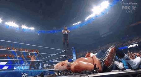Jacob Fatu Jumping From On Top Of Ring GIF