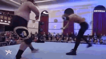 Jacob Fatu Making Opponent Fall With Kick GIF