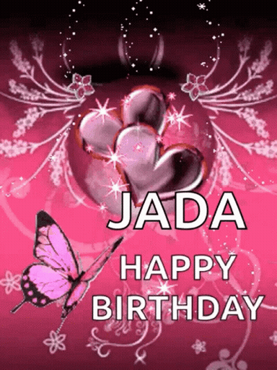 Jada Happy Birthday Card Hearts Butterflies GIF