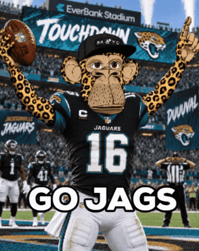 Jaguars Mascot Holding Football GIF