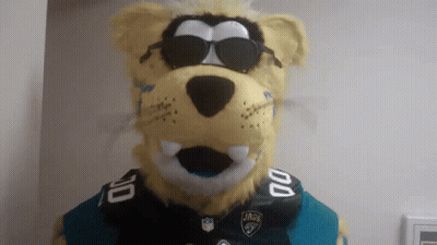 Jaguars Mascot In Sunglasses And Jersey Number 10 GIF