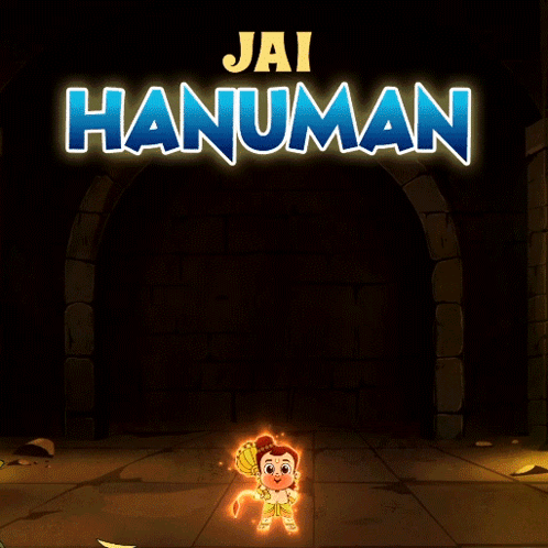 Jai Hanuman Cartoon With Hammer GIF