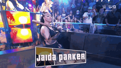 Jaida Parker Holding Bat In Front Of Crowd GIF