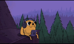 Jake The Dog Listening To Music Adventure  GIF