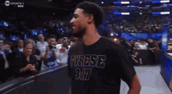 Jalen Brunson Haliburton Face Off GIF