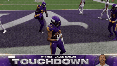 Jalen Nailor #83 Vikings Running With Ball GIF