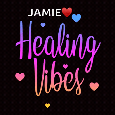 Jamie Healing Vibes Sign With Hearts GIF