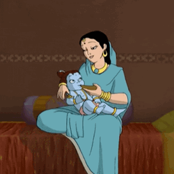 Janmashtami Baby Krishna Getting Fed GIF