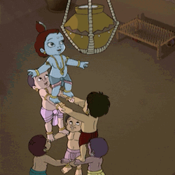 Janmashtami Baby Krishna Reaching For Pot GIF