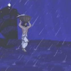 Janmashtami Krishna Walking Stormy Night GIF