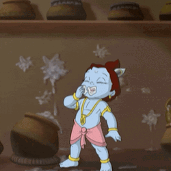 Janmashtami Playful Krishna Eating GIF