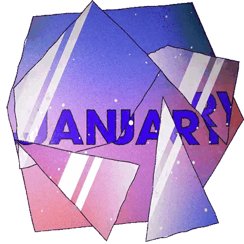 January Word On Purple And Red Sticker