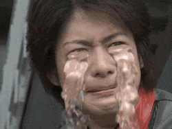 Japanese Man Trying Not To Cry But Waterfall Tears