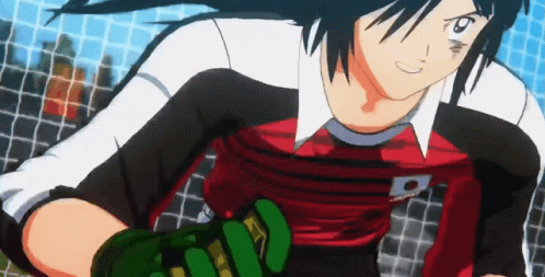 Japanese Soccer Player Red Black Jersey Green Gloves GIF