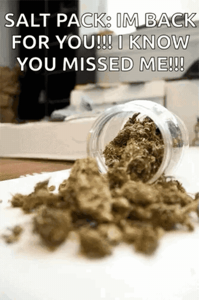 Jar Of Marijuana Spilling With Salt Pack I'm Back For You GIF