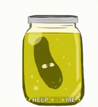 Jar Of Pickles With Help Me Written On It GIF