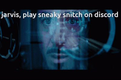 Jarvis Play Sneaky Snitch On Discord Is Written On A Screen GIF