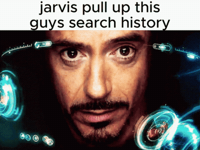 Jarvis Pull Up This Guys Search History With A Picture Of A Man 'S Face GIF