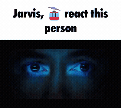 Jarvis Reacts To A Person 'S Face Being Projected On A Screen GIF