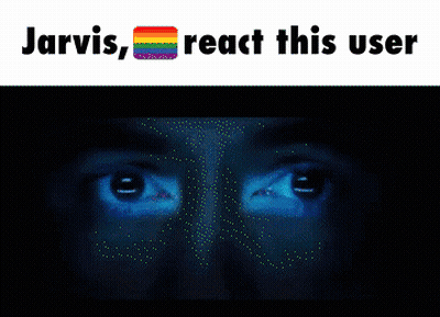 Jarvis Reacts To A Picture Of A Man With A Rainbow Flag On His Face GIF