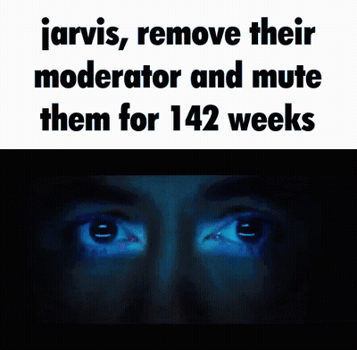 Jarvis Remove Their Moderator And Mute Them For 142 Weeks GIF