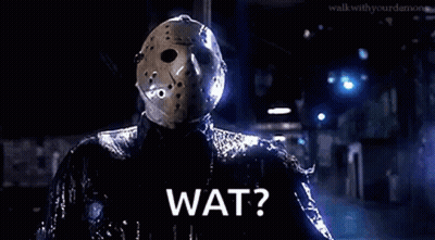 Jason Voorhees Hockey Mask Saying Wat GIF