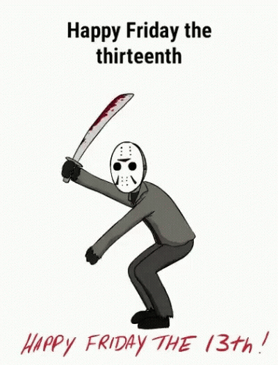 Jason Voorhees Holding Bloody Sword Saying Happy Friday The 13Th GIF
