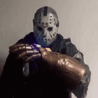 Jason Voorhees Holding Infinity Gauntlet GIF