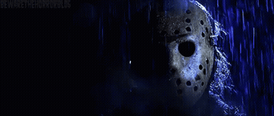 Jason Voorhees In Hockey Mask In Rain GIF