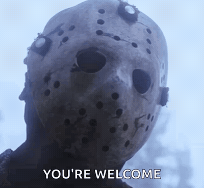 Jason Voorhees Mask Saying You're Welcome GIF