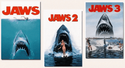 Jaws 2 And 3 Sharks Poster GIF