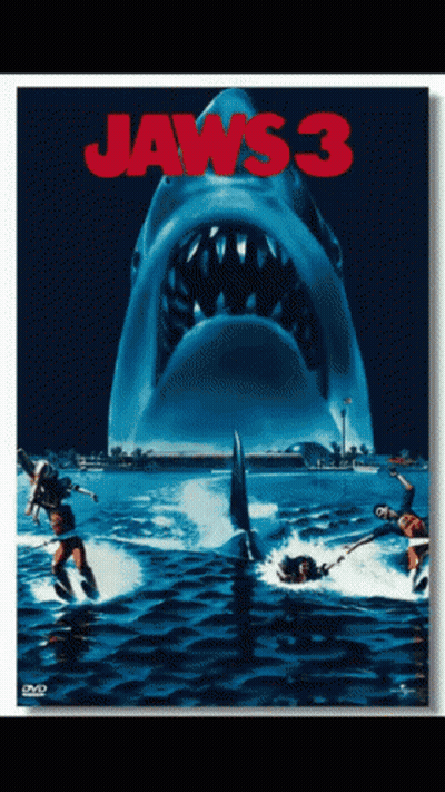 Jaws 3 Poster Shark Attacking People GIF