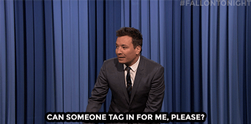 Jay Leno And Jimmy Fallon Asking For Tag GIF